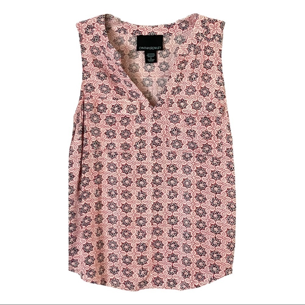 🌺 Cynthia Rowley Medallion Tile Print Lightweight Sleeveless Blouse Size S